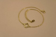 Retiazkový náramok - štvorlístok - pozlátené striebro