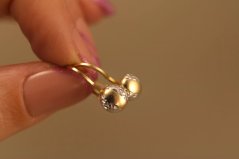 Náušnice - gravírovaná guľôčka - patent - viacfarebné zlato -14K