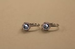 Náušnice-farebný kameň-zirkóny-patent-rhodium-striebro