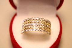 Prsteň-číre kamienky- viacfarebné zlato- 14 karátov