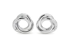 Zlaté náušnice - diamanty 0,02 ct -  G-H/Si - biele zlato - šrúbky - 14K