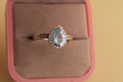 Strieborný prsteň slza - Modrý zirkón - 925 - rhodium