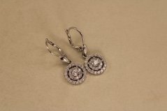 Náušnice- visiace- číre zirkóny- patent- biele zlato- 14 karátov