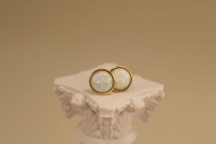 Náušnice - biely opál - šrúbky - pozlátené striebro