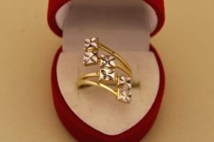 Zlatý prsteň - Štvorce z bieleho zlata - Kombinované zlato - 14k