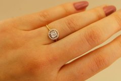 Zlatý prsteň - Okrúhle Brilianty - Žlté zlato - 14k
