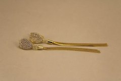 Náušnice - visiace - číre zirkóny - pozlátené striebro