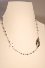 Strieborný ruženec náhrdelník na krk, rhodium, 40,5-45,5 cm, 4,65 g, 925/1000