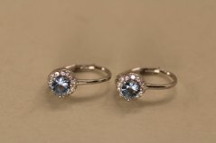 Náušnice-farebný kameň-zirkóny-patent-rhodium-striebro