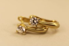 Zlaté dámske náušnice - Francúzke zapínanie - Zirkón - 14k - Žlté zlato