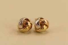 Náušnice-kĺbko-puzetky- viacfarebné zlato- 14 karátov