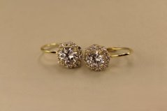 Náušnice- číre zirkóny- patent- pozlátené striebro