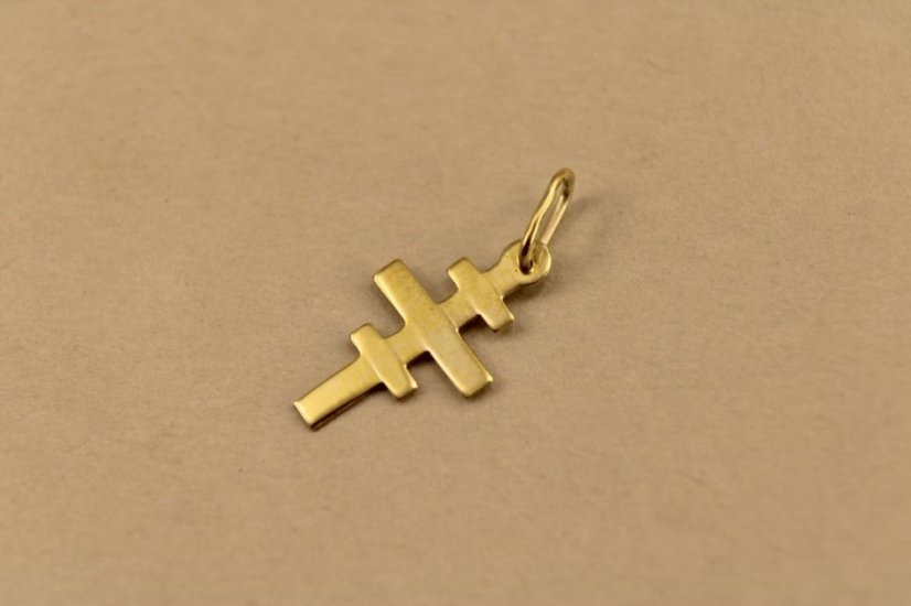 Prívesok-gravír-greckokatolícky kríž-žlté zlato-14 karátov