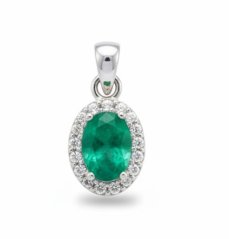 Prívesok-číre zirkóny-rhodium-smaragd-striebro