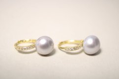 Náušnice perla- zirkóny-patent- pozlátené striebro