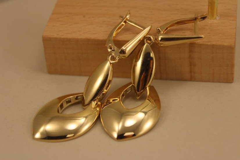 Náušnice-visiace-lesklé-francúzsky patent-žlté zlato-14 karátov