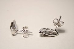 Náušnice-hnedo-šedý kremeň-číre zirkóny-rhodium-puzetky-striebro