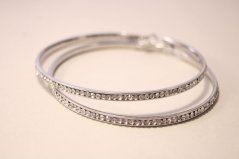 Oceľové náušnice kruhy so zirkónmi, omega zapínanie, 14,60 g, 316/L