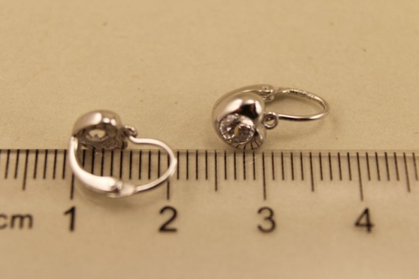 Strieborné náušnice srdiečko, číry zirkón, 1,49g 925/1000