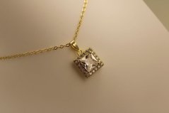 Retiazka- číre zirkóny- pozlátené striebro