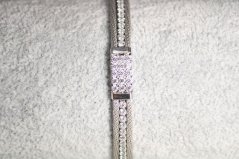 Náramok-pletené striebro-číre zirkóny-rhodium-striebro