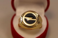 Zlatý prsteň s logom OPEL žlté zlato, veľkosť 66, 5,12g, 14 karátov, 585/1000