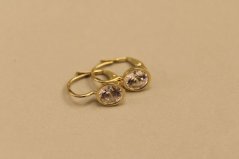 Náušnice - číre zirkóny - patent - žlté zlato - 14K