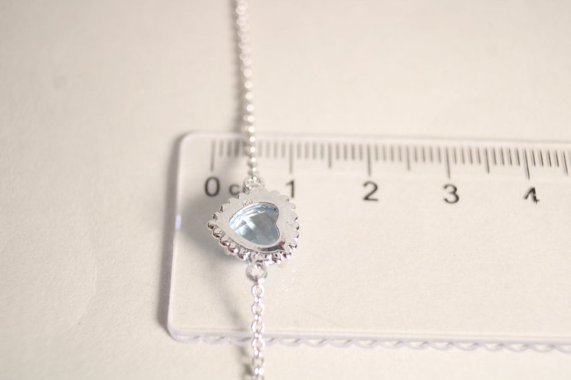 Náramok-prívesok srdiečko-Topás-rhodium-striebro