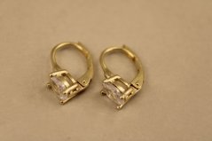 Náušnice- číre zirkóny- patent- pozlátené striebro