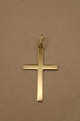 Prívesok- hladký krížik- žlté zlato- 14 karátov