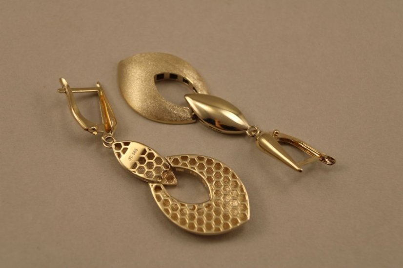 Náušnice- visiace - francúzske zapínanie- žlté zlato- 14 karátov