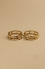 Náušnice-kruhy- číre zirkóny- zacvakávacie- žlté zlato- 14 karátov