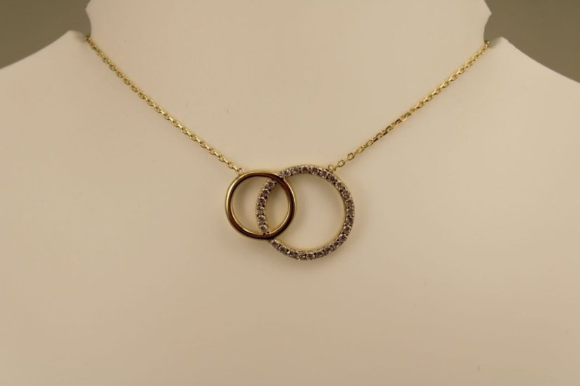 Celebritka- Anker-dva kruhy- číre zirkóny- žlté zlato- 14 karátov