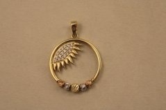 Prívesok- slnko- zirkóny- guličky- viacfarebné zlato- 14 karátov