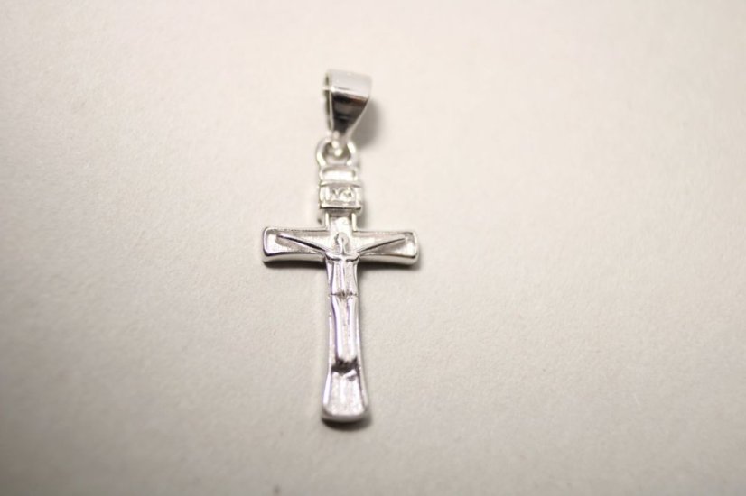 Strieborný prívesok krížik - JEŽIŠ, rhodium, 1,18 g, 925/1000