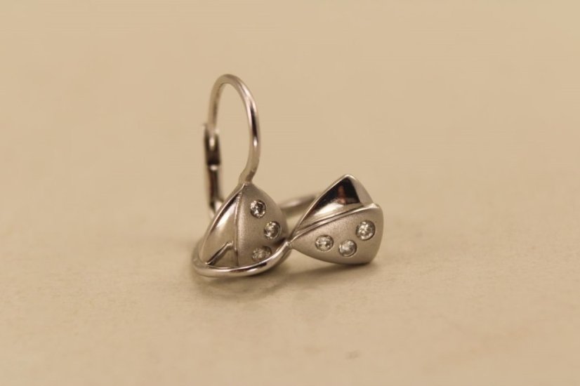 Náušnice-trojuholníky-číre zirkóny-patent-biele zlato-14K