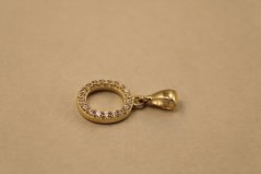 Prívesok- písmeno O- číre zirkóny- žlté zlato- 14K