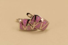 Náušnice - rúžový opál - francúzske zapínanie - rhodium - striebro