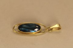 Prívesok-ovalný-londýnsko-modrý zirkón-žlté zlato-14 K