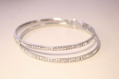 Oceľové náušnice kruhy so zirkónmi, omega zapínanie, 14,60 g, 316/L