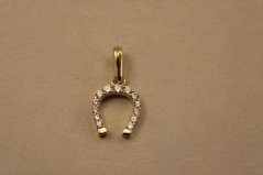 Prívesok- podkova- číre zirkóny- žlté zlato- 14K