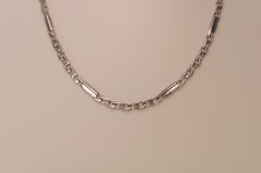 Zlatá retiazka s hranatými očkami a platničkami, biele zlato, 40 cm, 5,63 g, 14 karátov 585/1000