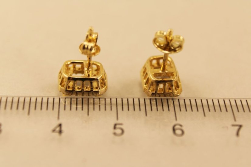 Zlaté náušnice, číry zirkón, 2,50g 14k 585/1000