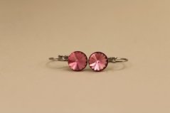 Náušnice- rúžový kameň- patenty- chirurgická oceľ- 316/L