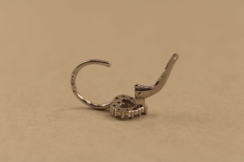Náušnice- srdiečka- číry zirkón- patent- biele zlato- 14 karátov