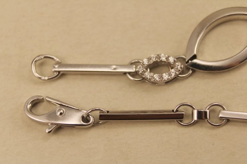 Náramok-zdobený- číre zirkóny- hladké tyčinky-biele zlato- 14 karátov