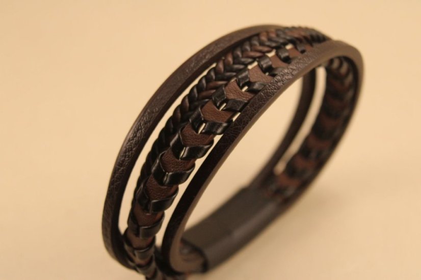 Pletený kožený náramok s magnetickou sponou