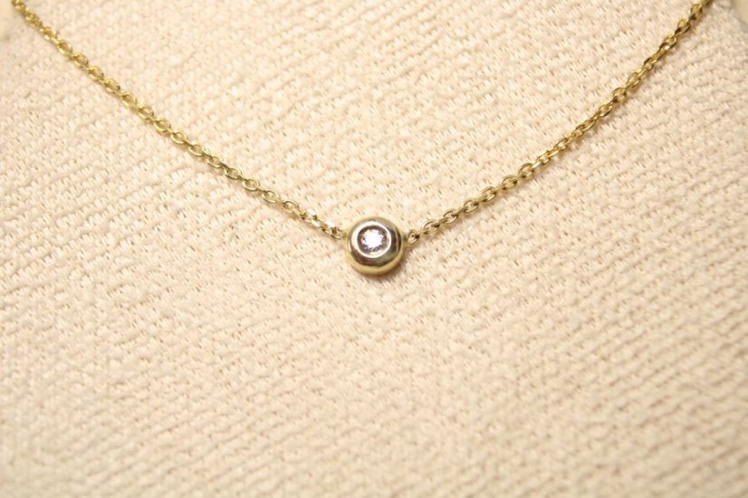 Zlatá retiazka - celebritka s diamantom 0,03 ct H/Si v prívesku, žlté zlato, 41,5-44 cm, 1,91 g, 14 karátov 585/1000