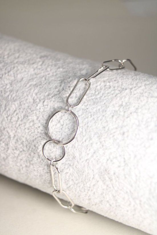 Strieborný náramok v modernom štýle, rhodium, 17-20 cm, 4,17 g, 925/1000