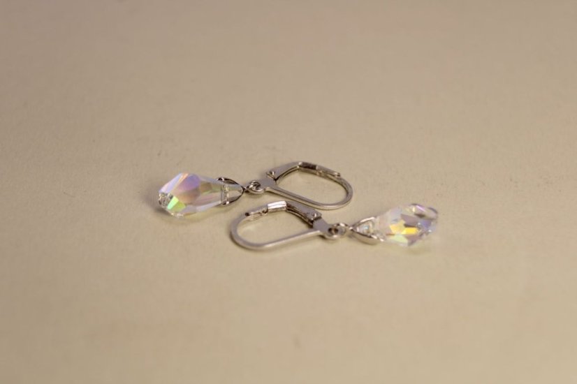 Strieborné náušnice swarovski crystals dúhovej farby, striebro, klasické zapínanie, 2,05g, 925/1000